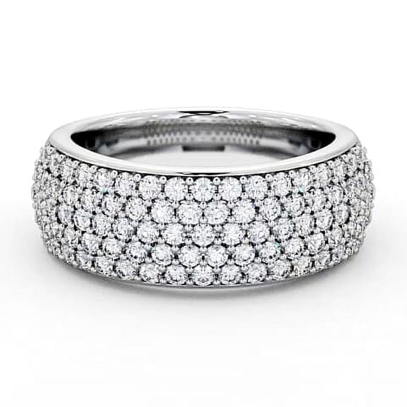 Vivid Jewel 14K White Gold Over Rings for Gifts - 0.6 Ct Lab Diamond Round Cut Wedding Ring - Pave Set Diamond Style Designer Rings for Women's Gift - Multi Row Wedding Diamond Rings for Her