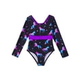 thumbnail image 4 of YEAHDOR Girls One-Piece Cartoon Print Swimsuit Long Sleeve High Cut Swimming Bodysuit Swimwear, 4 of 7