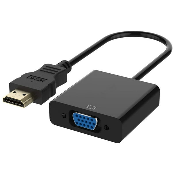 Adaptateur HDMI vers VGA, Vultic 1080P plaqué or [HDMI vers VGA] HDTV mâle  vers femelle cordon de convertisseur vidéo actif câble court (noir) 