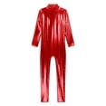 Deep Red Unitard YONGHS Women's Shiny Metallic Full Length Bodysuit Unitard Gymnastics ...