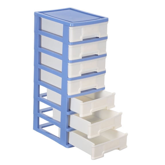 Toyandona Blue Plastic Drawer Storage Cabinet for Desk and Living Room Use