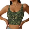 thumbnail image 1 of Balery Green Camouflage Skull Sujetadores deportivos con espalda cruzada para mujer, acolchados, sin costuras, de alto impacto, ideales para yoga, gimnasio, entrenamiento y fitness.-Medium, 1 of 8