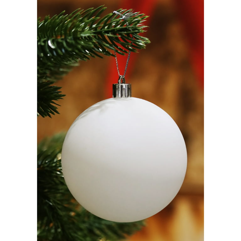 SLEETLY Silver Christmas Ornaments for Tree Holiday Xmas Decorations for  Christmas, Large Shatterpoof Plastic 3.15 Inch Snow Balls and Clear Swirl