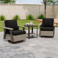 thumbnail image 3 of INTER HUT Serenity Retreat 3 PCS PE Wicker Outdoor Furniture Set, 2 Patio Swivel Rocker Chairs & Side Table, Beige/Black, 3 of 10