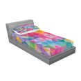 thumbnail image 2 of Ambesonne Geometric Fitted Sheet & Pillow Sham Set, Abstract Blurry Image, Twin, Multicolor, 2 of 2