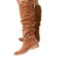 thumbnail image 2 of Willtoo Women's Vintage Faux Suede Mid Calf Boots, Round Toe Slouchy Ruched Riding Boots with Buckle, Side Zipper Low Heel Casual Shoes, 2 of 5