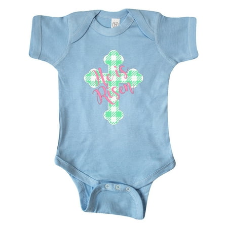 

Inktastic He Is Risen Green Plaid Cross Gift Baby Boy or Baby Girl Bodysuit