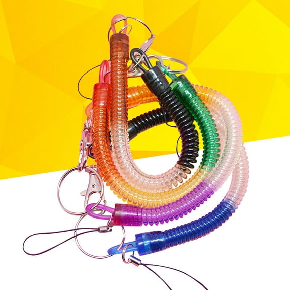 FUTUREORYY Coiled Lanyard Keychain PVC Random Color Spring Coil Design 4Set