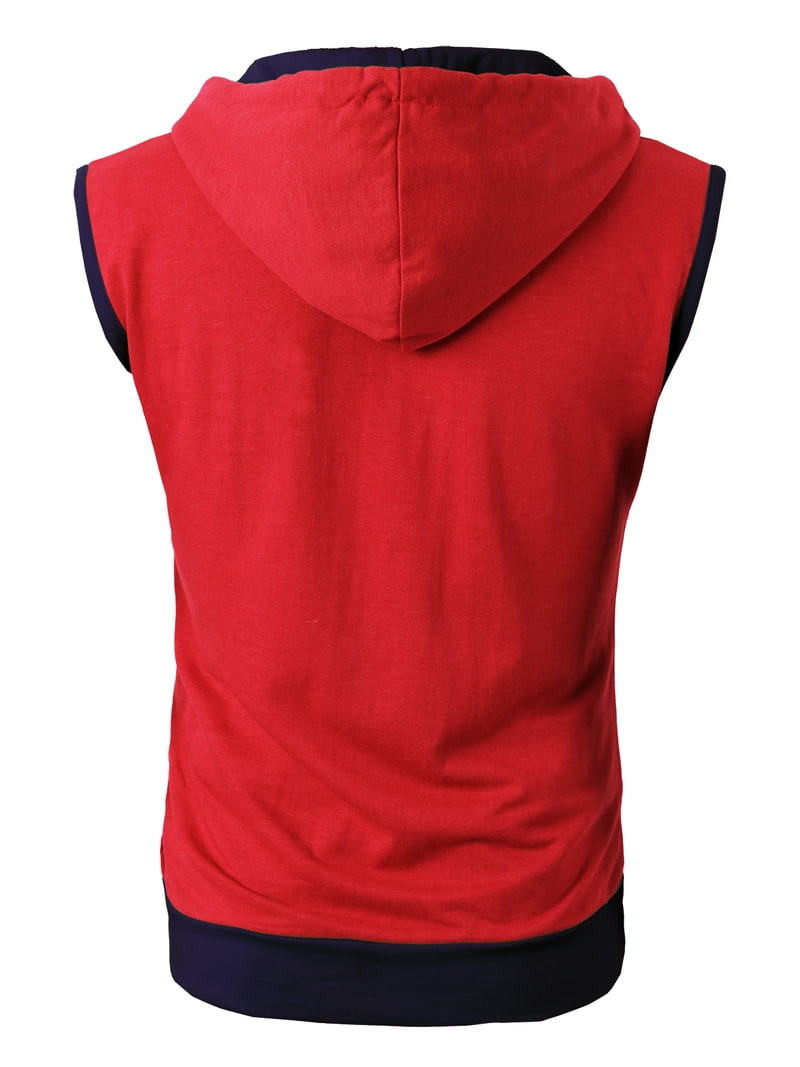 H2H Mens Active Fashion Sleeveless Hoodie Zip-up Vest RED US 3XL