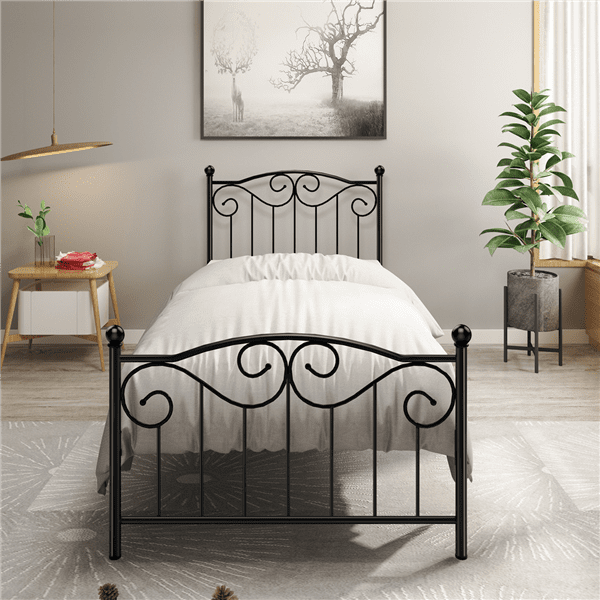 Yaheetech Steel Smart Base Twin Bed Frame W Headboard Footboard Vintage Multiple Colors Com - Vintage Bedding For Twin Beds Yaheetech Steel Smart Base Twin Bed Frame W Headboard Footboard Vintage Multiple Colors Com - Vintage Bedding For Twin Beds