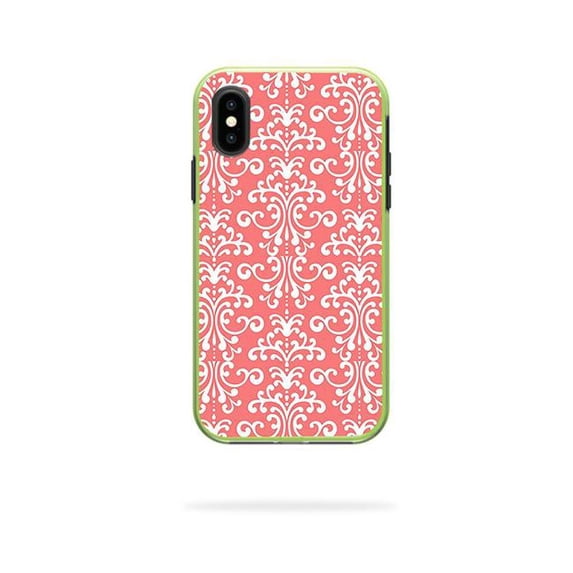 MightySkins LIFSLIPX-coral damask Skin Decal Wrap for LifeProof SLAM iPhone X or XS Case - Coral Damask