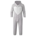 thumbnail image 3 of fartey Men Plus Size Hooded Pajamas Heart Print Long Sleeve Zip Up Jumpsuit Lounge Pockets Fleece One Piece Sleepwear, S-5XL, 3 of 4
