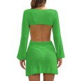 thumbnail image 4 of STARVNC Women V Neck Hollow Out Open Back Long Sleeve Knitted Mini Dress, 4 of 7