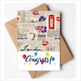thumbnail image 1 of Newspaper Lips Kiss Coffee UK Flag Wedding Cards Congratulations Greeting Envelopes, 1 of 3