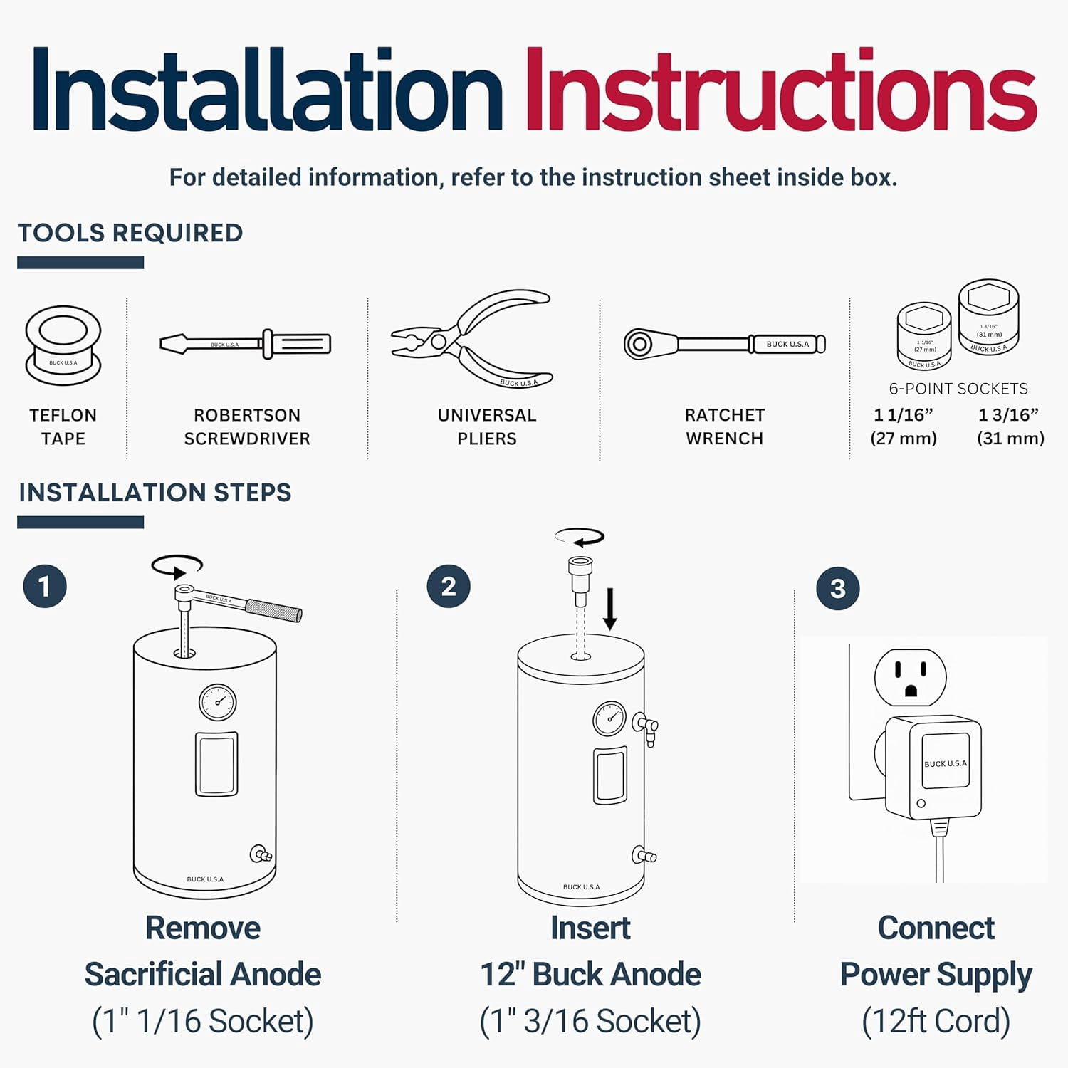 Powered Anode Rod for Hot Water Heater (40-90 Gallon), 25-Year Warranty, Eliminates Rotten Egg & Sulfur Smell in 24 Hours, Stops Corrosion, Fast Installation, Titanium Built, Universal Fit, 1 Pack