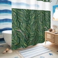 thumbnail image 5 of No Hook Shower Curtain, Green Leaves Shower Curtains for Bathroom with See Through Top Window, Spring Watercolor Ethnic Botanical Geometric Waterproof & Washable Bath Curtain Standard 72"x72", 5 of 9