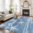 thumbnail image 2 of Blue Coastal Area Rugs 5'x7', Washable Small Throw Rugs for Laundry Room Playroom, Summer Ocean Waves Ombre Sea Starfish Indoor Outdoor Rug Non-Slip Low Pile Carpet Runner Reversible Floor Mats, 2 of 8