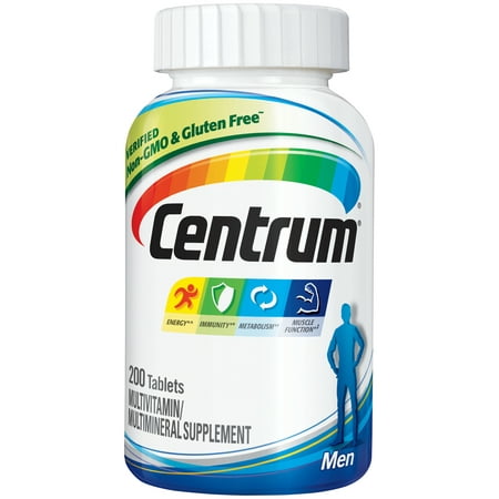Centrum Men (200 Count) Complete Multivitamin / Multimineral Supplement Tablet, Vitamin D3, B Vitamins,