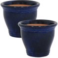 thumbnail image 1 of Sunnydaze Studio High-Fired Glazed UV and Frost-Resistant Ceramic Outdoor Flower Pot with Holes - 11" Diameter - Imperial Blue - 2-Pack, 1 of 9