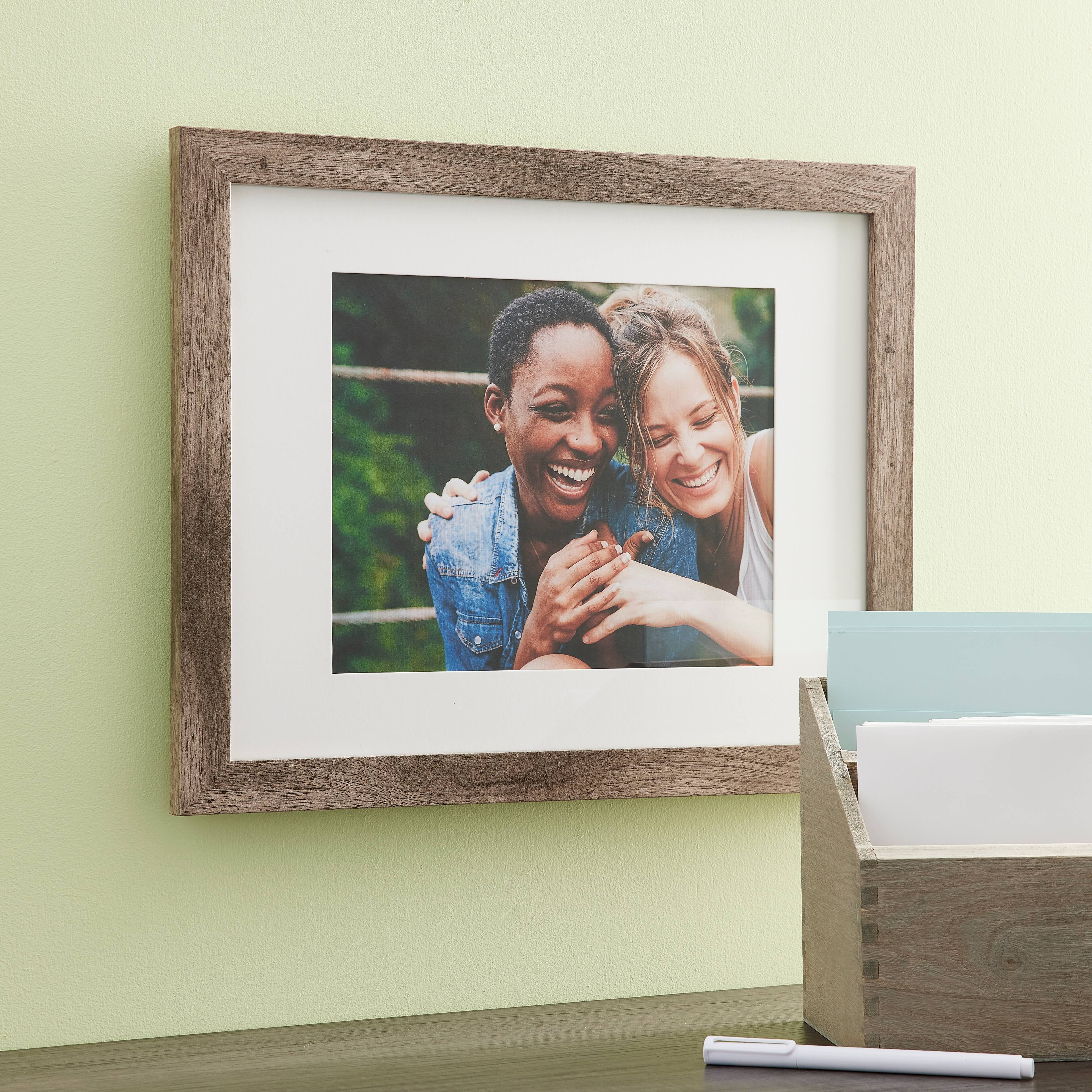 Studio Decor 11" x 14" Gray Belmont Picture Frame with 8" x 10" Mat - Includes Pre-attached Hanging Hardware, Horizontal or Vertical Display - MDF, 1 Pack