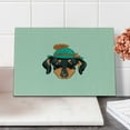 thumbnail image 2 of Dachshund Cutting Board, Hipster Pure Breed Dog Silhouette in a Green Tyrolean Hat Dachshund Puppy, Decorative Tempered Glass Cutting and Serving Board, Small Size, Multicolor, by Ambesonne, 2 of 5
