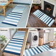 thumbnail image 6 of Blue Stripe Runner Rug 2x6 FT,Non Slip Hallway Carpet,Ombre Geometric Farmhouse Vertical Striped Washable Soft Floor Carpet Non-Shedding Throw Runner Carpet Long Rug for Entryway Kitchen Bedside, 6 of 9