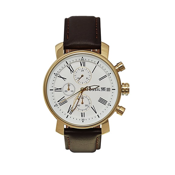 Fossil Men's BQ1009 Brown Leather Strap White Dial Chronograph Watch
