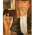 thumbnail image 2 of Modigliani, Amedeo 20x23 Gold Ornate Wood Framed with Double Matting Museum Art Print Titled - Bride And Groom Les Maries, 2 of 4