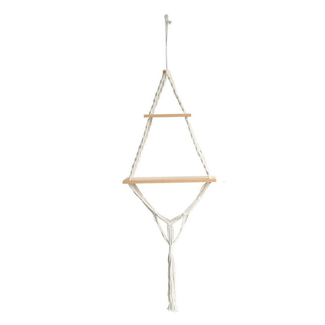 GROWTH TANK Macrame Wall Hanging Shelf Wall Mounted Storage Rack for Living Room Planter B