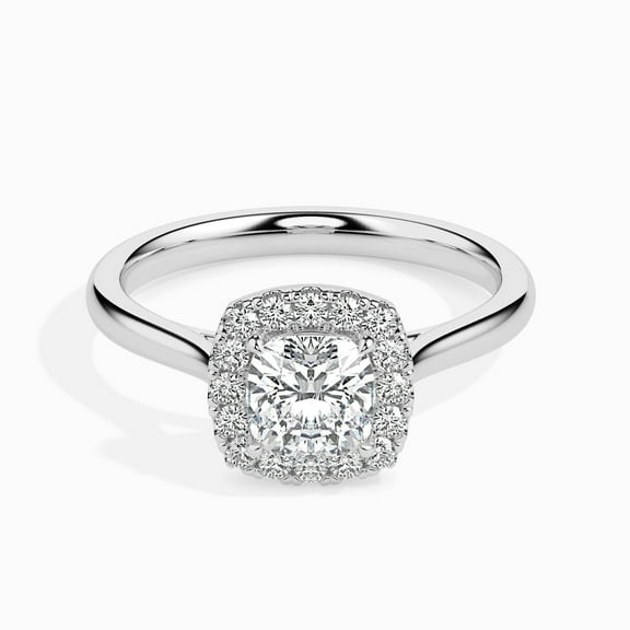 Meryn Jewel 1.5 Ct Cushion Cut Lab Created Diamond Halo Engagement Ring for Women - 14K White Gold Over - Elegant Prong Setting - Ideal for Proposals & Celebrating Love on Special Occasions