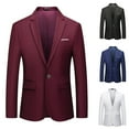thumbnail image 2 of Siilsaa Mens Slim Fit Casual One Button Blazer Jacket Red,4XL, 2 of 4