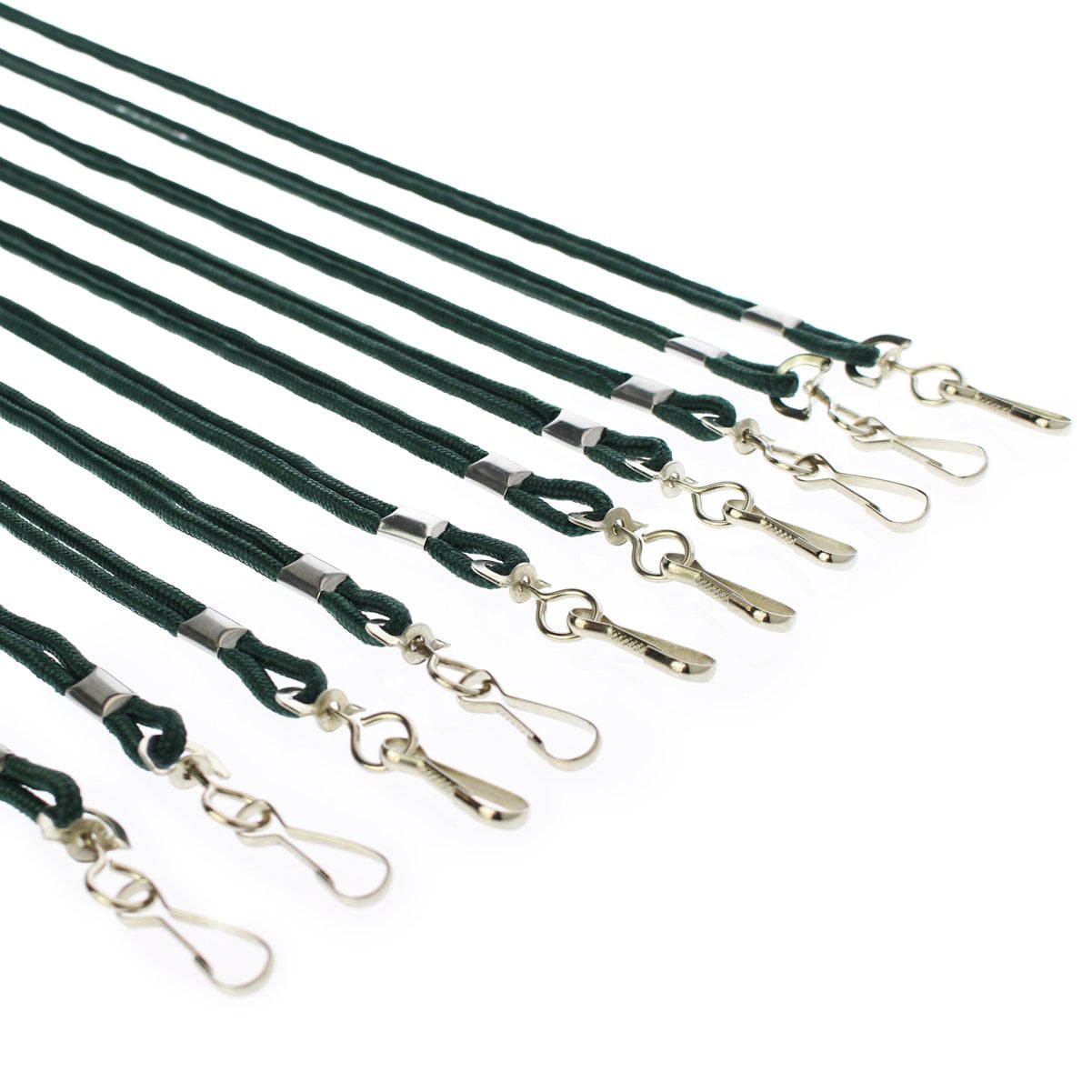 Bulk 100 Pack - Premium Round ID Badge Neck Lanyards for Card Holders and Name Tags - 36 in Non-Breakaway Heavy Duty Cord & Secure Metal Swivel J Hook Clip by Specialist ID (Forest Green/Dark Green)