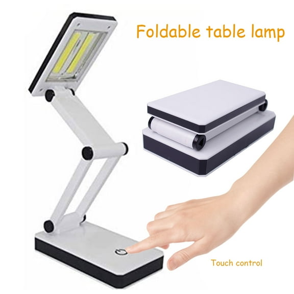 Gpoty Foldable Desk Lamp Portable Compact Reading Lamp 120 Lumens COB Table Lamp USB/ Battery Powered Desk Light Touch Switch Control Dimming Eye Care Book Lamp for Travel Office Home
