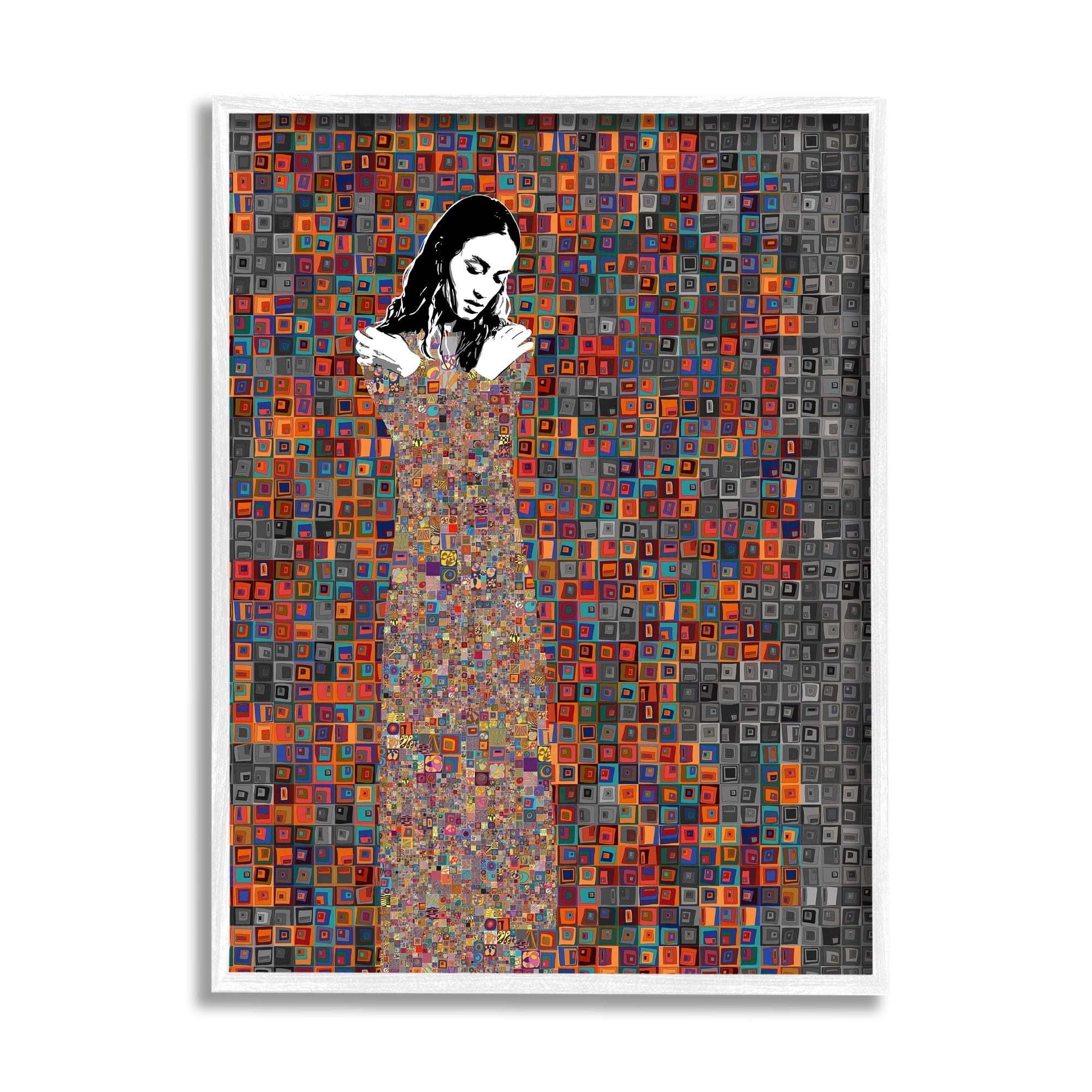 Stupell Industries Modern Abstract Female Mosaic Portrait Block Tile Shapes, 24 x 30,Design by Jose Cacho
