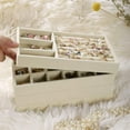 thumbnail image 4 of Juego de 4 bandejas para joyas, organizador de joyas con cajón para exhibir pendientes, collares y pulseras, color beige., 4 of 5
