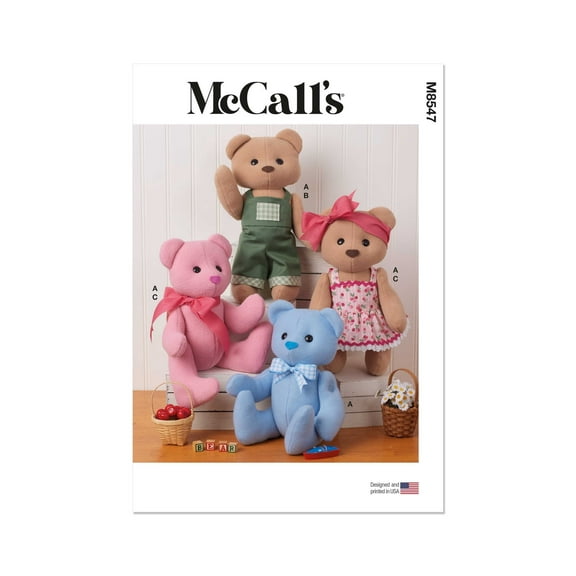 McCall's Sewing Pattern 8547 - Button Jointed Bear with Clothes, Size: OS (One Size)