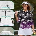 thumbnail image 6 of Aplkyhs Halloween Skeleton Spider Web Women Sport Cloth Golf Tennis Shirts 3/4 Sleeve Sport Shirts Soft and Comfortable Lightweight with Collar Shirt Fit Plain for Golf,Tennis,Running,Gym, 6 of 7