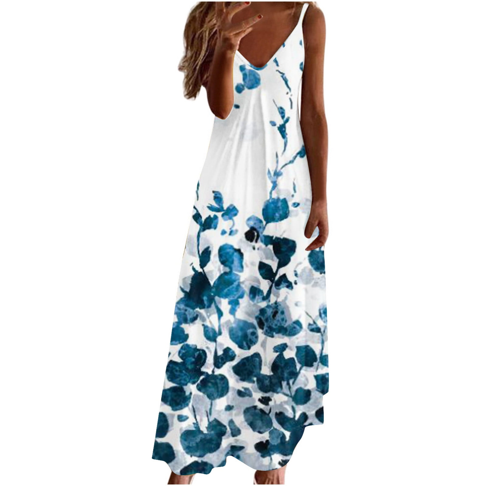 AUPYEO Plus Size Midi Dress for Women Casual Loose Flowy Dresses 