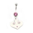 thumbnail image 2 of Belly Button Ring with Heart Dangle and Cubic Zirconia Stone 14g, 2 of 7