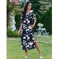 thumbnail image 4 of Zeagoo Sundress Dress Women's Casual Loose A Line Crewneck Split Maxi Cover Up Holiday Beach Tropical Bohemian 2025 Shift Sun Dress Outfits with Pockets, 4 of 8