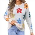 thumbnail image 2 of Suéteres Bonitos para Mujer, Jersey Floral de Larga, Prendas de Punto para Exteriores, Tops Y2K, Conjuntos Holgados para Invierno y Otoño 2025 XL, 2 of 9