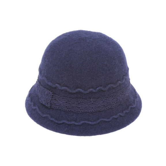 Womens Winter Wool Bucket Hat - NAVY