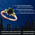 thumbnail image 2 of Gem Stone King 18K Rose Gold Plated Silver Black Sapphire and Green Peridot Engagement Ring for Women | 3.10 Cttw | Oval 9X7MM | Gemstone September Birthstone | Size 8, 2 of 6