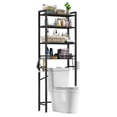 thumbnail image 2 of Biemlerfn Over The Toilet Storage Shelf, 4-Tier Wooden Bathroom Organizer Adjustable Saver Space Rack with Toilet Paper Holder, Classic Black, 2 of 9
