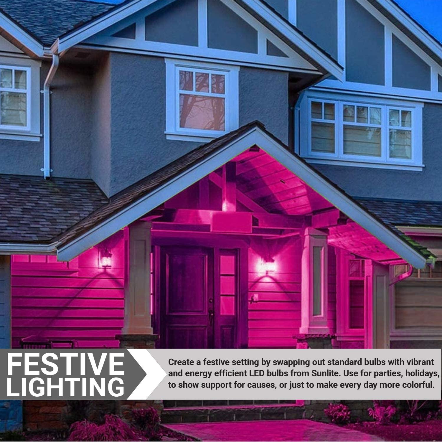 Sunlite LED A19 Colored Light Bulb, 3 Watts (25w Equivalent), E26 Medium Base, Non-Dimmable, UL Listed, Party Decoration, Holiday Lighting, Pink, 6 Pack