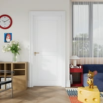 24'' X 80''H White 2 Panel Solid Manufactured Wood Primed Interior French Door Bedroom Door