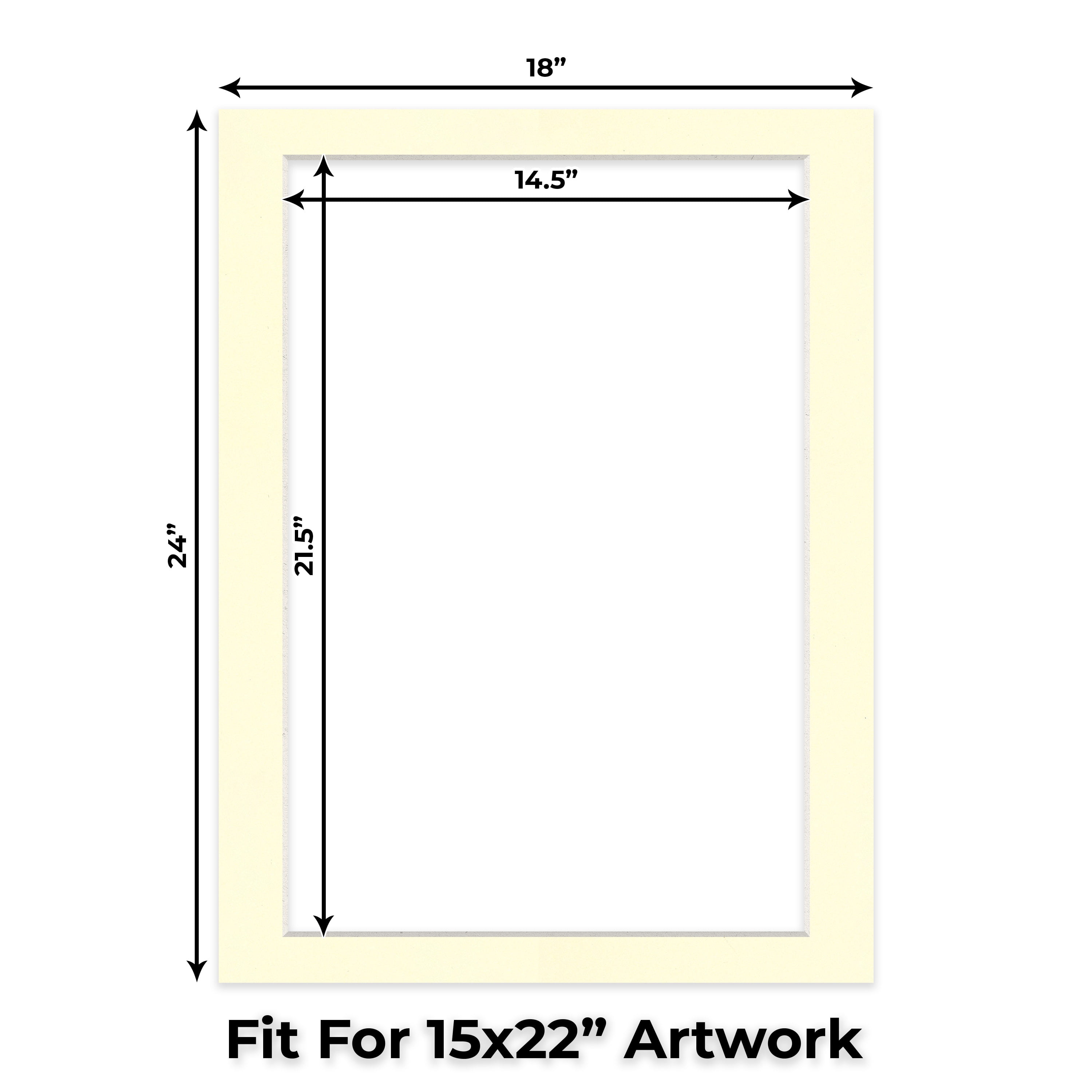 Off White Picture Frame Mat for 18x24 Frames - Fits 15x22 Photos - 50 Mats