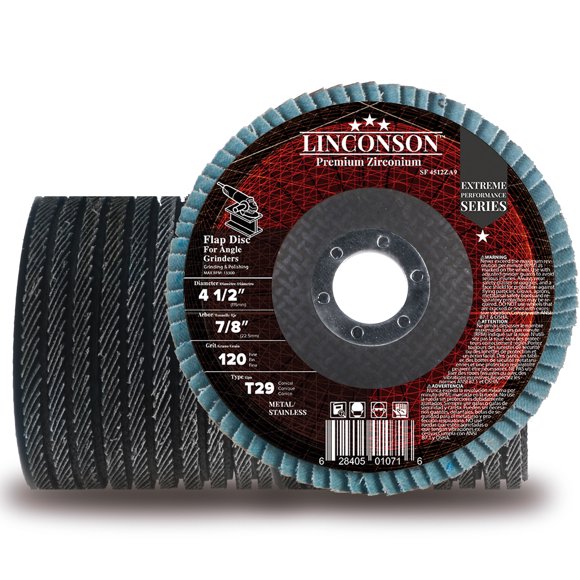 LINCONSON 10 Pack 4.5 Inch 120 Grit Zirconia Abrasive Grinding Wheel and Flap Sanding Disc for Metal & Stainless Steel 7/8" Arbor T29 Conical (SF 45120ZA9)-Extreme Performance Series