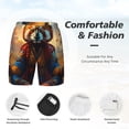 thumbnail image 3 of Yiaed Prairie Meditating Raccoon Print Mens Swim Trunks Bathing Suit Compression Liner Beach Swim Shorts Swimwear Quick Dry Zipper Pocket No-Chafing Board Short-X-Large, 3 of 6