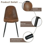Homy Casa Set of 4 Upholstered Dining Chairs, Suede Brown, Metal Legs, Mid Century Modern for Kitchen & Dining Room